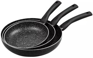 Patelni aluminium, zestaw 3 elementy, czarny marmurek śr.20/24/28cm,kinghoff