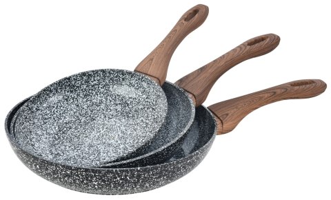 Zestaw 3 patelni, aluminium szary marmurek śr.20/24/28cm, kinghoff z