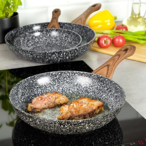 Zestaw 3 patelni, aluminium szary marmurek śr.20/24/28cm, kinghoff z