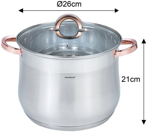 Garnek stalowy z pokrywą, 10.7l, śr.2cm, klausberg, kb-7794