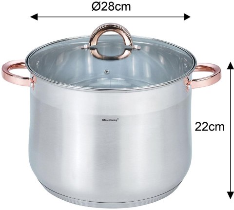 Garnek stalowy z pokrywą, 13l, śr.28cm, klausberg, kb-7795