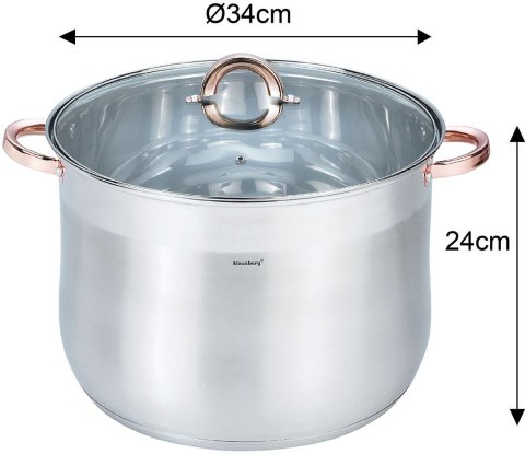 Garnek stalowy z pokrywą, 22.4l, śr.34cm, klausberg, kb-7798