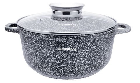 Garnek z pokrywką, aluminium powłoka szary marmurek śr.24cm 4,5l klausberg