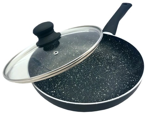 Patelnia z pokrywką śr.28cm , aluminium, czarny marmurek kinghoff