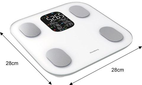 Waga łazienkowa, elektroniczna, z analizatorem składu ciała, biała, klausberg, kb-7855
