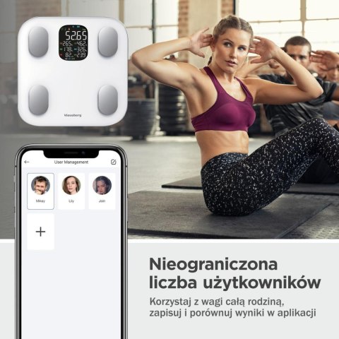 Waga łazienkowa, elektroniczna, z analizatorem składu ciała, biała, klausberg, kb-7855