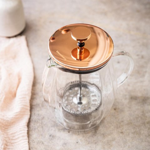 Zaparzacz tłokowy do kawy/herbaty, szkło, kolor miedziany, 0,60l klausberg