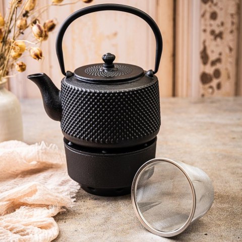 Żeliwny dzbanek do herbaty z filtrem i podgrzewaczem, 0,8l, kinghoff