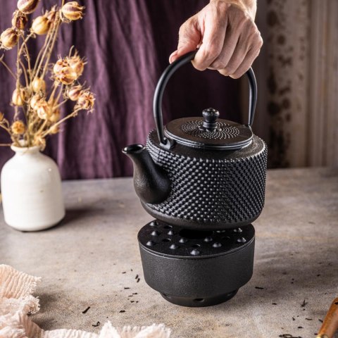 Żeliwny dzbanek do herbaty z filtrem i podgrzewaczem, 0,8l, kinghoff