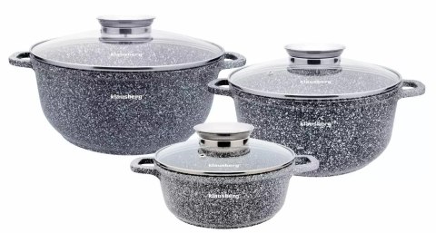 Zestaw garnków z marmurową powłoką 6 elementów śr.20/24/28 cm klausberg