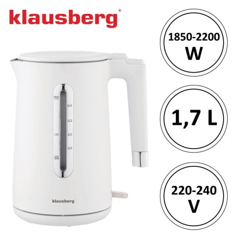 Czajnik elektryczny, biały, 1,7l, klausberg, kb-7890