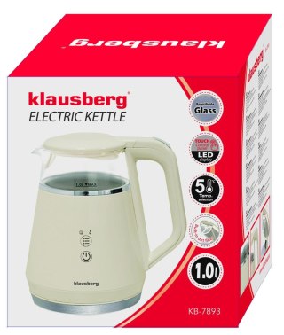 Czajnik elektryczny, szklany, panel led, 1l, klausberg, kb-7893