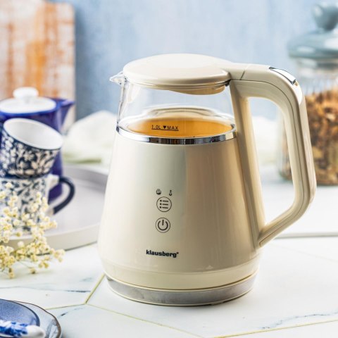 Czajnik elektryczny, szklany, panel led, 1l, klausberg, kb-7893