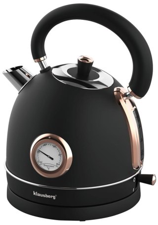 Czajnik elektryczny z termometrem, stal nierdzewna, czarny/rose gold 1,8l, 1850-2200w, klausberg, kb-7905