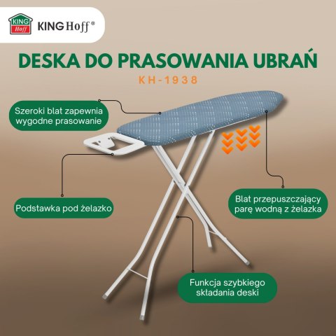 Deska do prasowania z podstawką, 4 poziomy regulacji, kinghoff, kh-1938