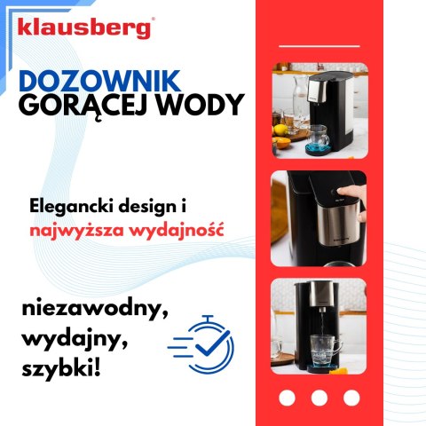 Dozownik gorącej wody, dyspenser, czarny ze srebrnymi elementami ze stali nierdzewnej 2,5l, klausberg, kb-7877