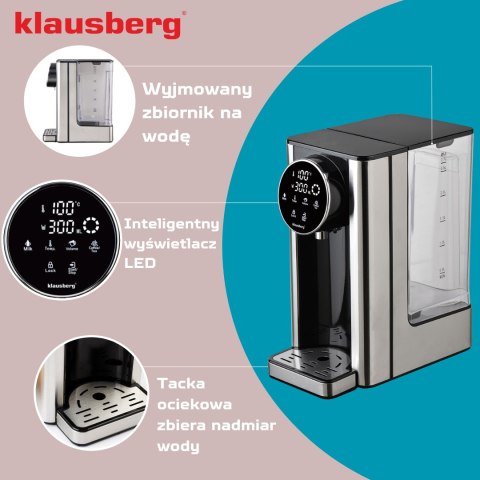 Dozownik gorącej wody, dyspenser, dotykowy panel led, regulacja temperatury i objętości, 2,7l, klausberg, kb-7880