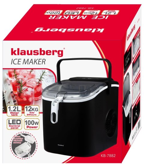 Kostkarka do lodu automatyczna, 100w, panel led, zbiornik 1,2l, klausberg, kb-7882