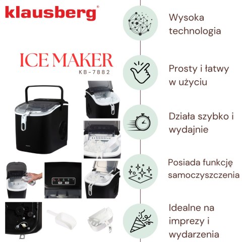 Kostkarka do lodu automatyczna, 100w, panel led, zbiornik 1,2l, klausberg, kb-7882