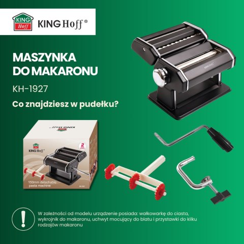 Maszynka do makaronu, stal, 15cm, czarna, kinghoff, kh-1927