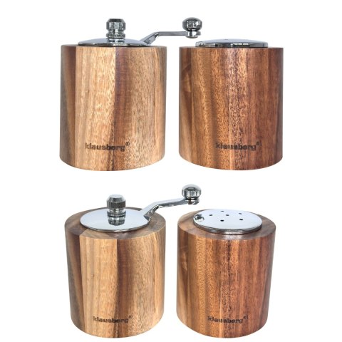 Młynek do pieprzu z solniczką - zestaw, drewno akacjowe, ceramiczny mechanizm, klausberg, kb-7859