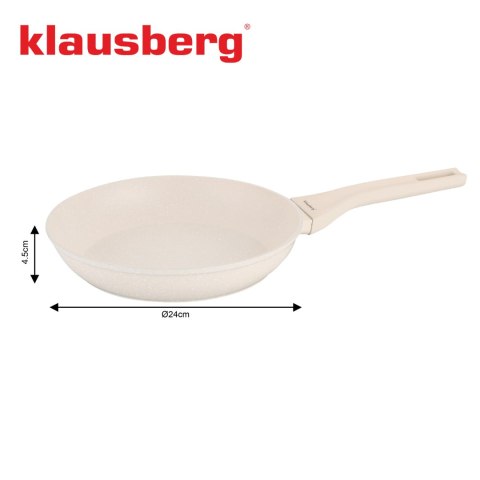 Patelnia marmurowa 24 cm kremowa, nieprzywierająca, klausberg kb-7989
