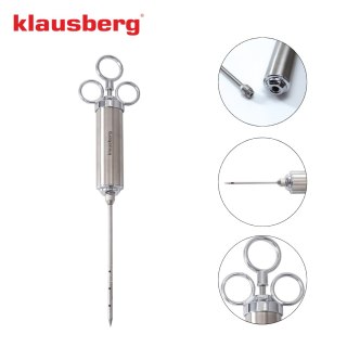 Strzykawka do marynowania mięsa, zestaw z 3 igłami i akcesoriami, stal nierdzewna, 60 ml, klausberg, kb-7842