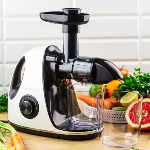 Wyciskarka wolnoobrotowa do owoców i warzyw, pozioma z uchwytem, 150w, biała, klausberg, kb-7864