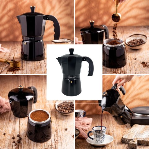 Zaparzacz do kawy espresso, aluminium, 6 filiżanek ,czarny/rose gold, kinghoff, kh-1883