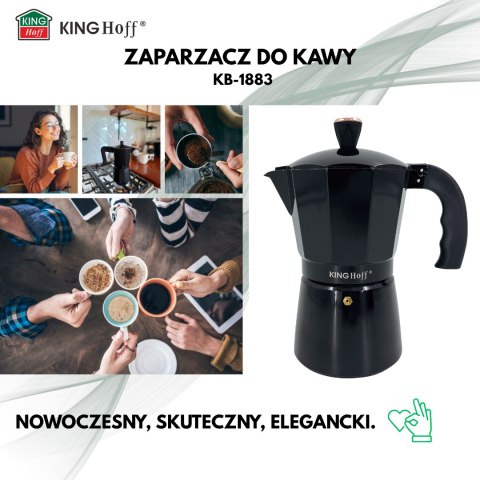 Zaparzacz do kawy espresso, aluminium, 6 filiżanek ,czarny/rose gold, kinghoff, kh-1883