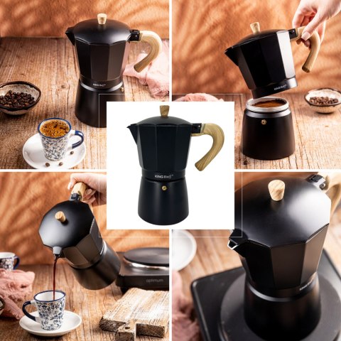 Zaparzacz do kawy espresso, aluminium, 9 filiżanek, czarny/drewnopodobny, kinghoff, kh-1887