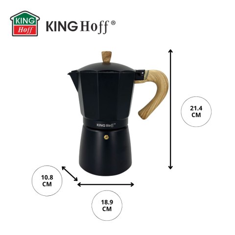 Zaparzacz do kawy espresso, aluminium, 9 filiżanek, czarny/drewnopodobny, kinghoff, kh-1887