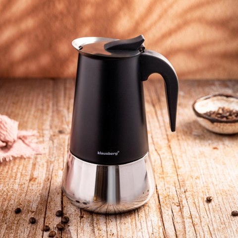 Zaparzacz do kawy espresso, stal nierdzewna, 12 filiżanek, czarny/srebrny, klausberg, kb-7847