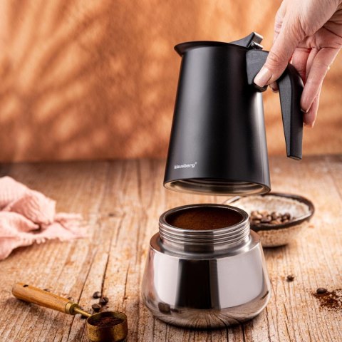 Zaparzacz do kawy espresso, stal nierdzewna, 12 filiżanek, czarny/srebrny, klausberg, kb-7847