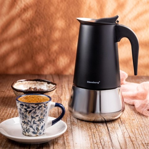 Zaparzacz do kawy espresso, stal nierdzewna, 12 filiżanek, czarny/srebrny, klausberg, kb-7847