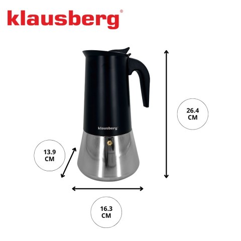 Zaparzacz do kawy espresso, stal nierdzewna, 12 filiżanek, czarny/srebrny, klausberg, kb-7847