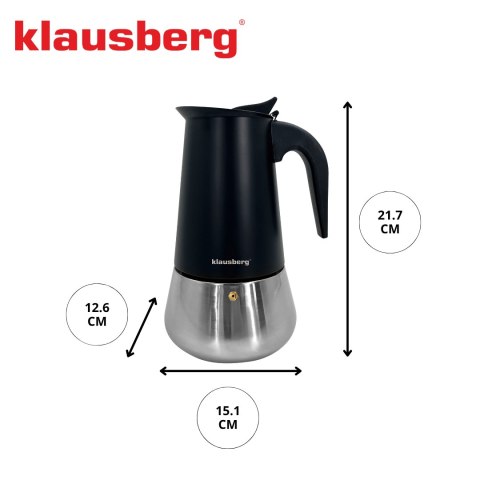 Zaparzacz do kawy espresso, stal nierdzewna, 9 filiżanek, czarna/srebrna, klausberg, kb-7846