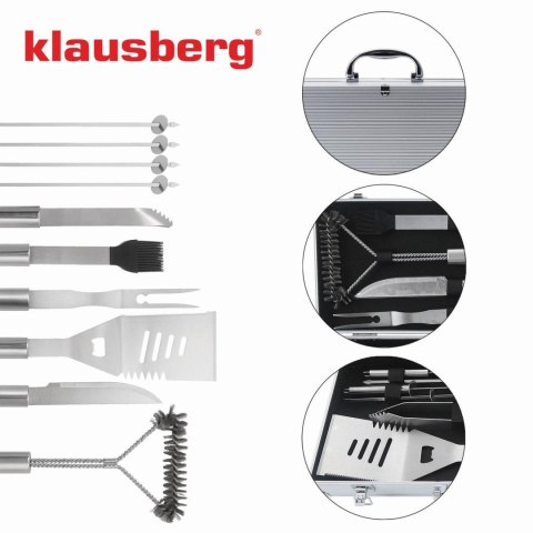 Zestaw do grillowania, 10 elementów w walizce, stal nierdzewna, klausberg, kb-7901