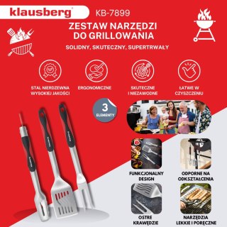 Zestaw do grillowania, 3 elementy, stal nierdzewna, uchwyt z tworzywa, klausberg, kb-7899