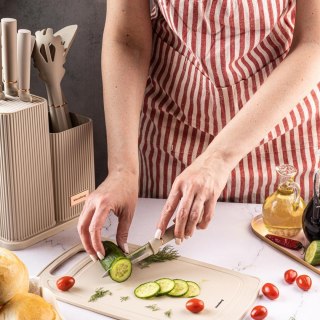 Zestaw noży i przyborów kuchennych z deską, 12 elementów, kolor beżowy, klausberg, kb-7935
