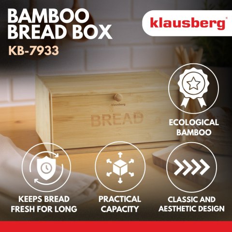 Chlebak bambusowy, 39,5×24,5×18cm, klausberg, kb-7933