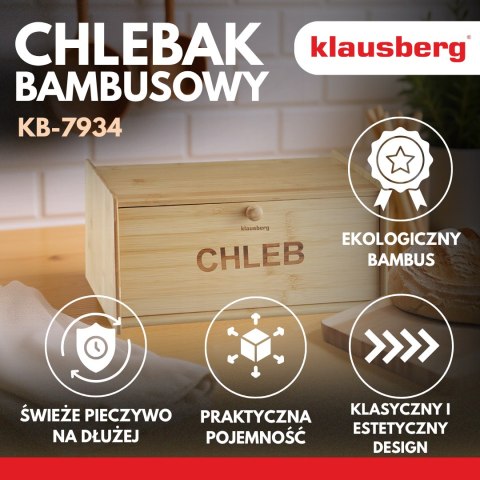 Chlebak bambusowy, 39,5×24,5×18cm, klausberg, kb-7934