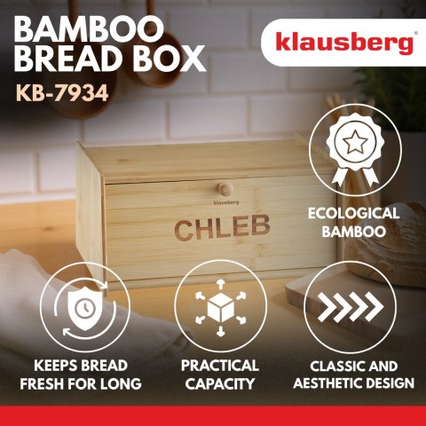Chlebak bambusowy, 39,5×24,5×18cm, klausberg, kb-7934