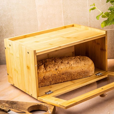 Chlebak bambusowy, akrylowy front, 35,5×24×18cm, klausberg, kb-7923