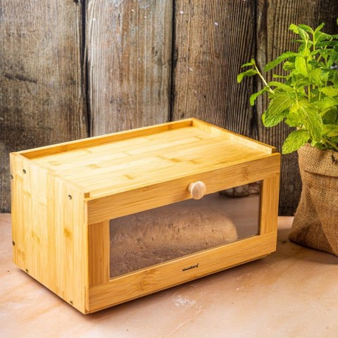 Chlebak bambusowy, akrylowy front, 35,5×24×18cm, klausberg, kb-7923