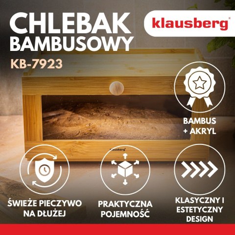 Chlebak bambusowy, akrylowy front, 35,5×24×18cm, klausberg, kb-7923