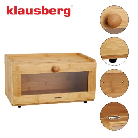 Chlebak bambusowy, akrylowy front, 35,5×24×18cm, klausberg, kb-7923