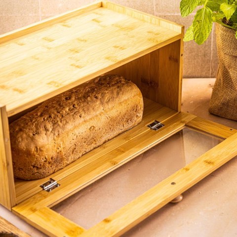 Chlebak bambusowy, akrylowy front, 40×24,5×19cm, klausberg, kb-7924