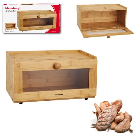 Chlebak bambusowy, akrylowy front, 40×24,5×19cm, klausberg, kb-7924
