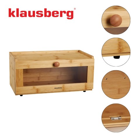 Chlebak bambusowy, akrylowy front, 40×24,5×19cm, klausberg, kb-7924
